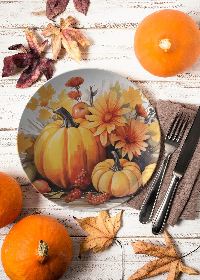 Thermosaf Polymer Rustic Fall Pumpkin Plates Autumn Decor Rustic Fall ...