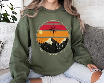 Mountain Sweatshirt Nature Lover Gift, warm cozy sweatshirt outdoorsman gift Hiking Sweatshirt minimalist sweatshirt Outdoor Sweatshirt