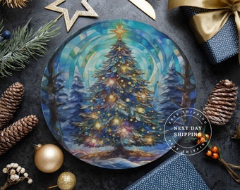 Plato de Navidad de porcelana china, plato de cena navideño, decoración de cocina de invierno, juego de vajilla navideña, plato de galletas navideñas, platos de fiesta