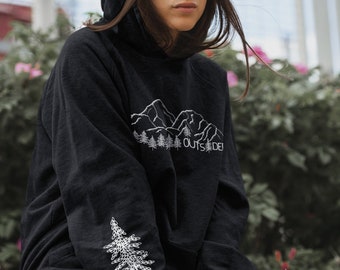 Sudadera con capucha de montaña, regalo para amantes de la naturaleza, regalo para amantes de la naturaleza, sudadera de senderismo, sudadera minimalista acogedora, sudadera con capucha para exteriores.