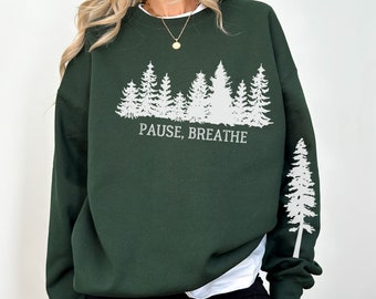 Forest Sweatshirt Nature Lover Gift, Warm Cozy Sweatshirt Outdoorsman Gift Hiking Sweatshirt Minimalist Sweatshirt Outdoor Sweatshirt