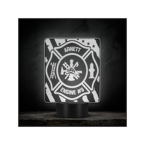 Personalized Firefighter Gift Custom Night Light, Firefighter Graduation Gift Fire Department Custom LED Light Firefighter Retirement Gift