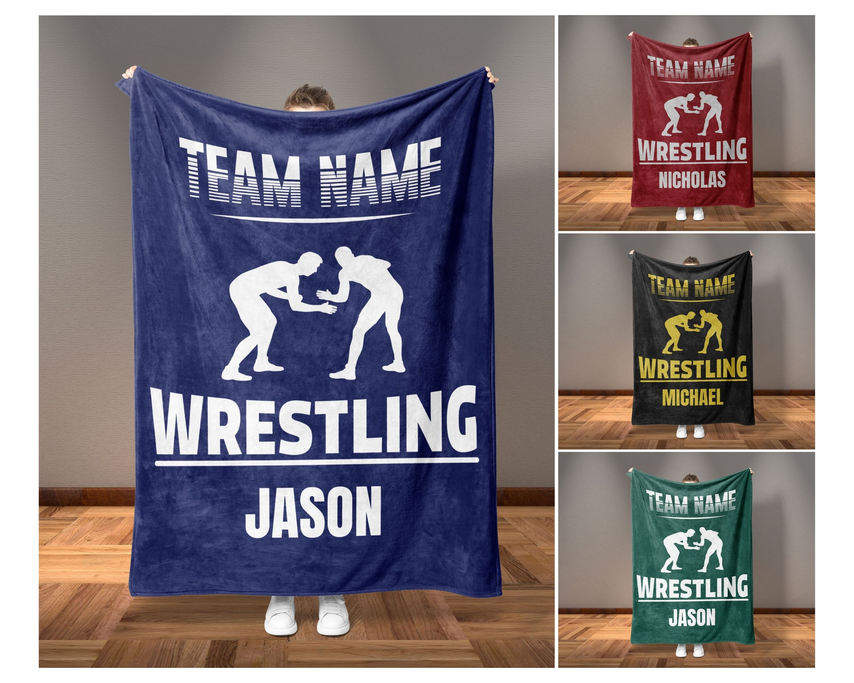 Personalized Wrestling Blanket Gift For Wrestler, Wrestling Team Gift Custom Name Blanket Sofa Throw Blanket Custom Wrestling Gift For Son