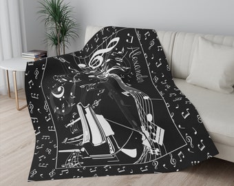 Personalized Piano Blanket Custom Blanket Pianist Gift, Sofa Throw Blanket Piano Player Gift Unique Blanket Customized Musician Gift