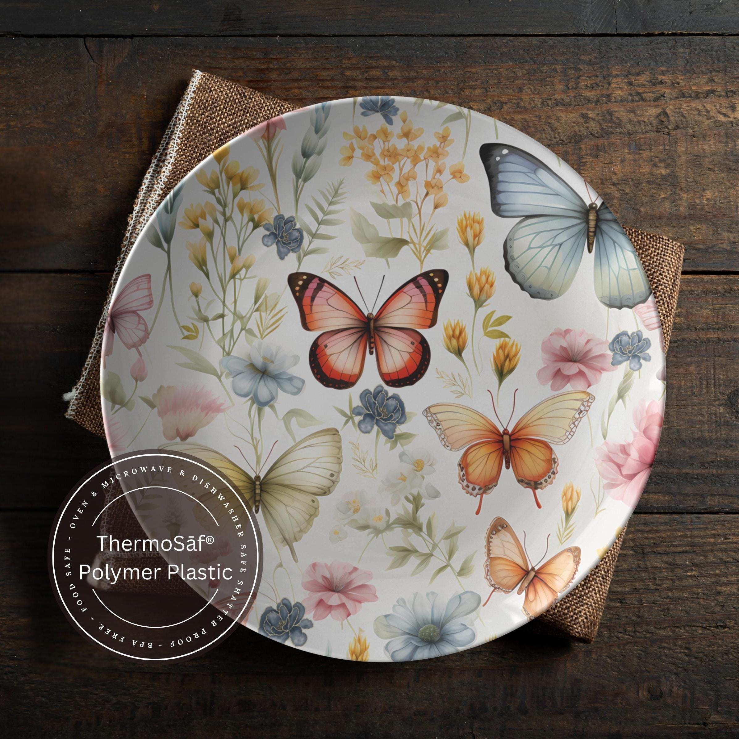 Decorative Floral Butterfly Plate, Butterfly Lover Housewarming