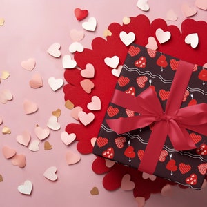 Red Hearts Valentines Day Wrapping Paper, Wrapping Paper Rolls Holiday Gift Wrap Valentines Day Party Wrapping Paper Heart Wrapping Paper