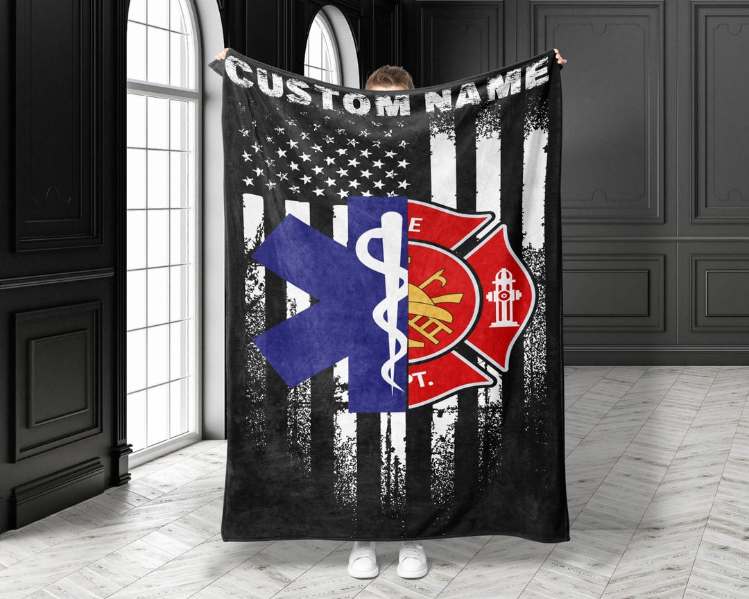 Fireman Throw Personalized EMT Firefighter Blanket First Responder Gift, Firefighter ...