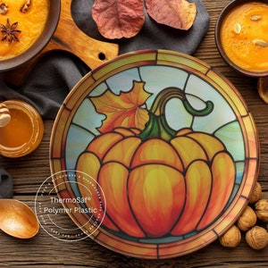 ThermoSaf Polymer Pumpkin Plates  Fall  Thanksgiving Plate Holiday   Fall Kitchen Thanksgiving  Fall Gift
