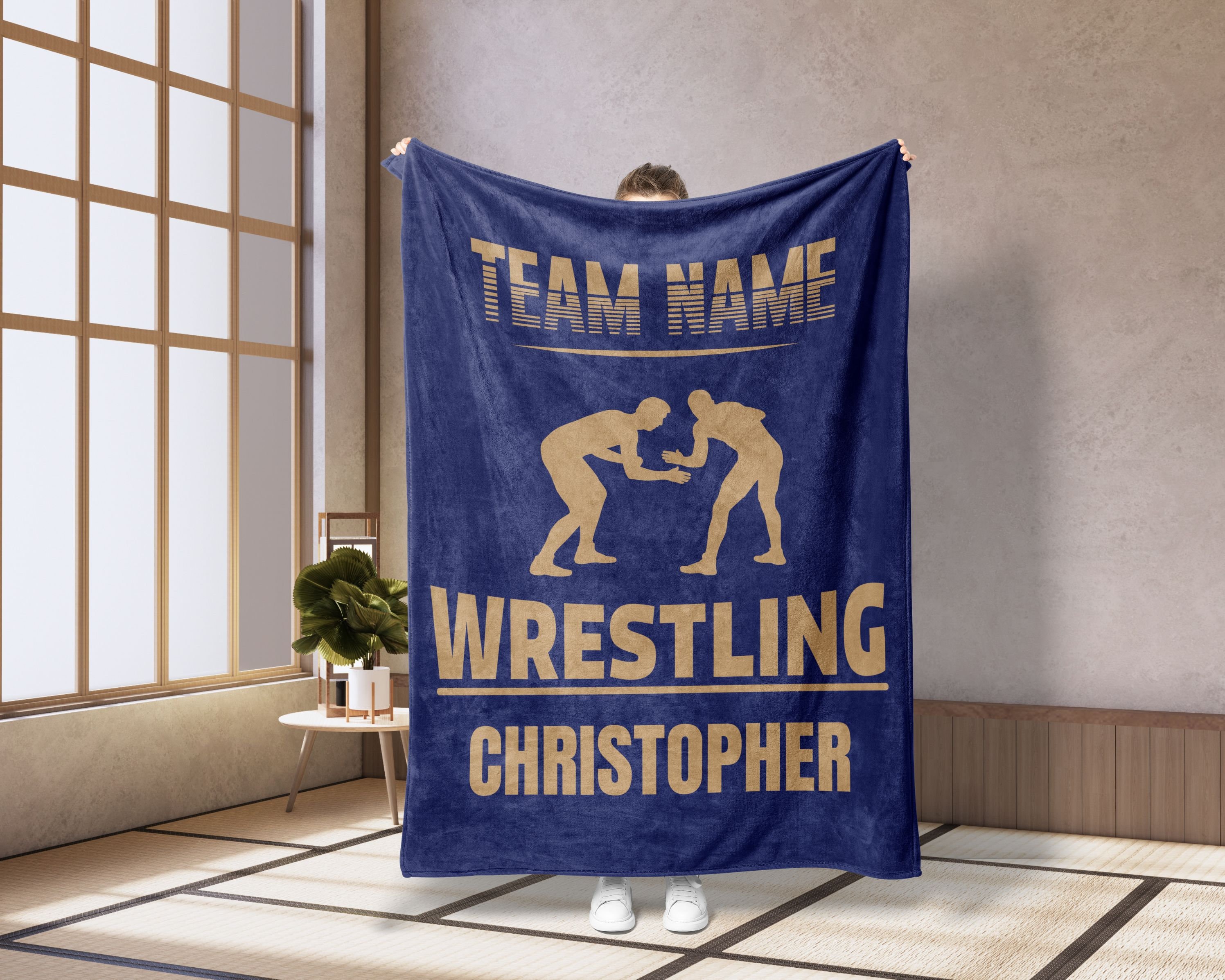 Personalized Wrestling Blanket Gift For Wrestler, Wrestling Team Gift Custom Name Blanket Sofa Throw Blanket Custom Wrestling Gift For Son