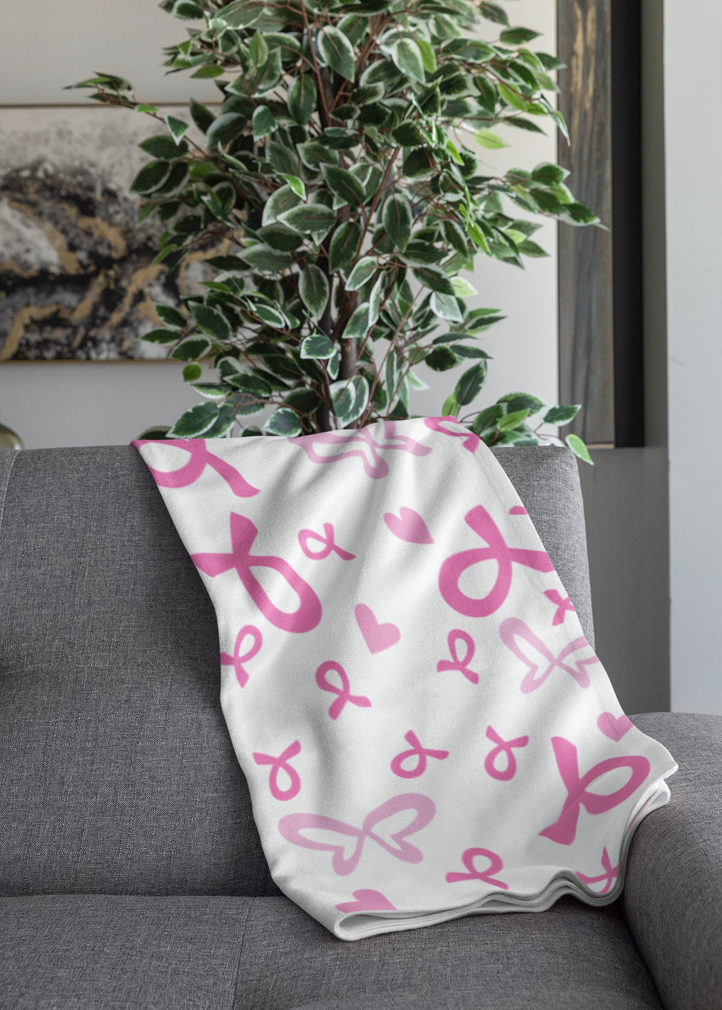 Brustkrebs-Bewusstseins-Decke – Rosa Band, Ultraweiches Fleece, 152 X 127 Cm, Für Couch & Bett