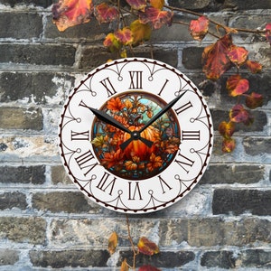 Rustic Halloween Decor Halloween Kitchen Wall Clock Rustic Pumpkin Fall Decor Halloween Gift Rustic Clock Halloween Decoration Orange Clock