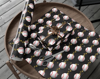 Christmas Baseball Wrapping Paper, Baseball Team Gift Wrapping Paper In Rolls Holiday Gift Wrap For Baseball Player Gift Wrap