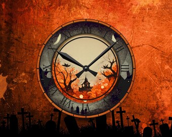 Horloge murale effrayante d'Halloween à suspendre, décoration de