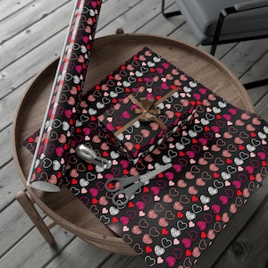 Red and Pink Hearts Valentines Day Wrapping Paper, Valentines Day Party Wrapping Paper Rolls Heart Wrapping Paper Cute valentine Gift Wrap