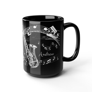 Personalized Saxophone Coffee Mug Custom Musician Gift, Custom Coffee Mug Saxophone Player Gift Unique Gift Music Mug Music Producer Gift