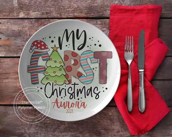 Thermosaf Polymer Personalized Babys First Christmas Plate Baby Boy First Christmas Dinner Plate Baby Girls First Christmas Dinnerware Etsy UK
