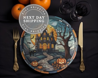 Halloween Plates Haunted Mansion Haunted House Decor Halloween Party Plate Halloween Kitchen Halloween Dinnerware Set Halloween Indoor Decor