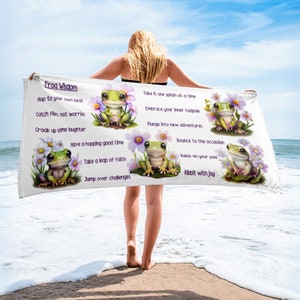 Fun Frog Beach Towel Gift for Frog Lover, Large Beach Towel Funny Frog Gift Pool Party Towel Gift for the Beach or Pool Vacation Gift