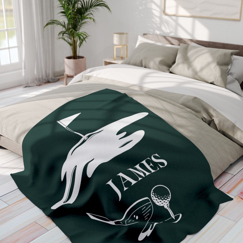 Personalized Golf Blanket Gift for Golfer, Custom Name Blanket