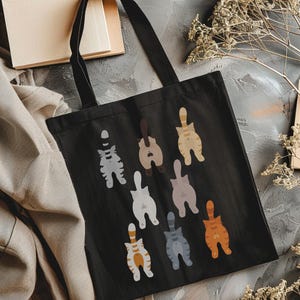 Funny Cat Tote Bag Cat Lover Gift Ideas, Silly Cat Totebag Reusable Grocery Bag Gifts For Cat People Unique Everyday Canvas Shoulder Bag
