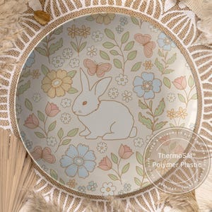 Decorative Bunny Plate Bunny Baby Shower Decor, Luncheon Plates Floral Cottagecore Table Decor Easter Gift Party Decoration Brunch Plate