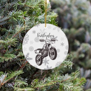 Personalized Dirtbike Christmas Ornament, Motorcycle Christmas Ornament Dirtbike Rider Gift Ideas Custom Racing Ornament Sports Ornament