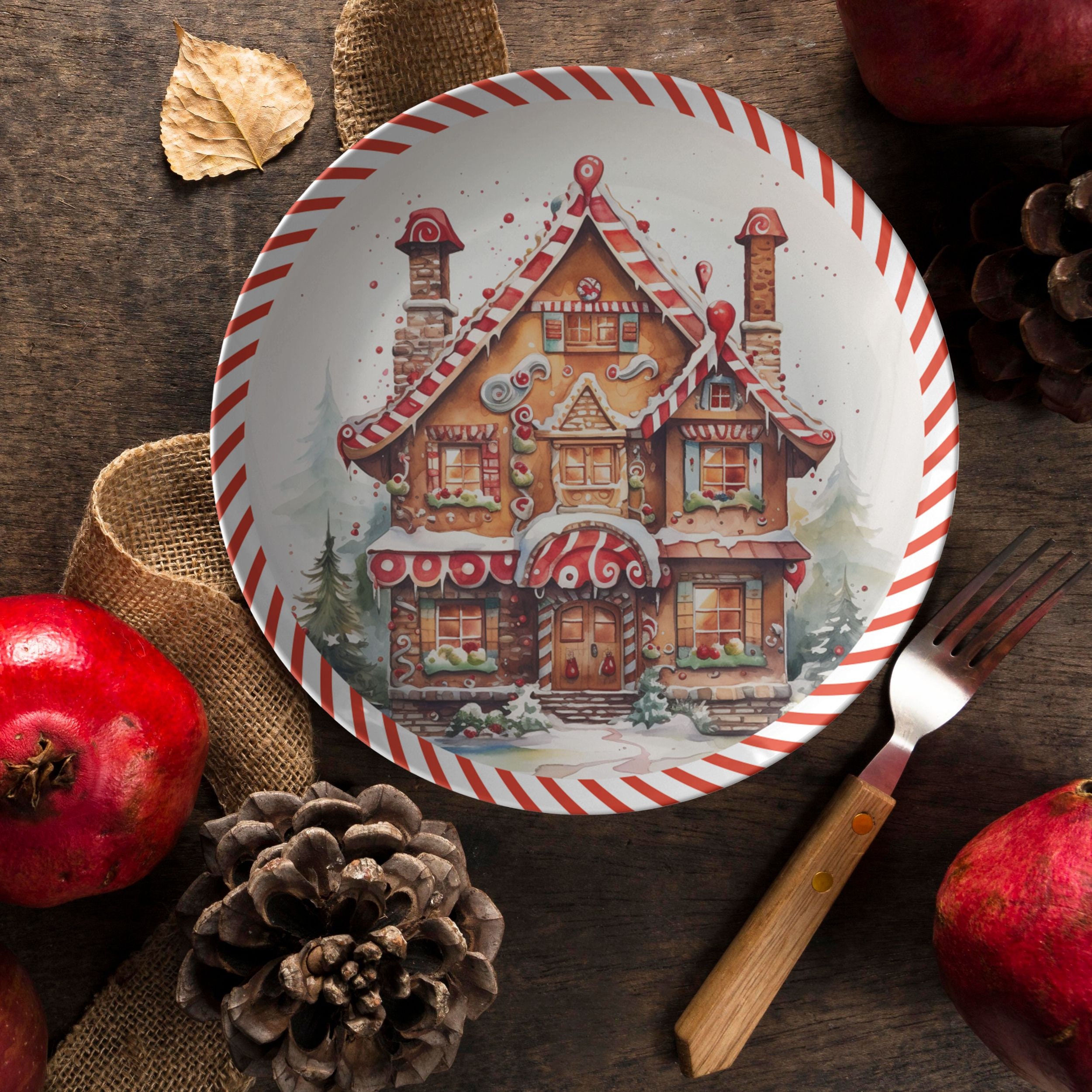 Assiette De Noël Bonhomme En Pain D'épice – Céramique, 23,5x19,5 Cm, Plateau De Service, Décoration De Table Festive - 5
