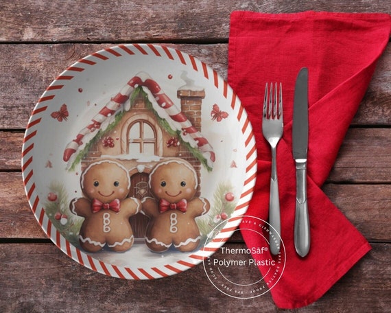 Thermosaf Polymer Gingerbread Christmas Plate, Gingerbread