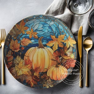 ThermoSaf Polymer Pumpkin Plates Autumn Decor Blue  Dinner  Thanksgiving Dinner Plates Autumn  Decor Thanksgiving Decorations