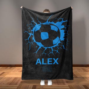 Custom Soccer Blanket Soccer Ball Blanket With Name, Soccer Birthday Gift Personalized Blanket Soccer Team Gift Custom Blanket Sports Gifts