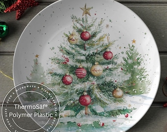 Plato de árbol de Navidad, vajilla navideña, vajilla navideña, decoración de cocina de invierno, vajilla navideña, plato de galletas navideñas