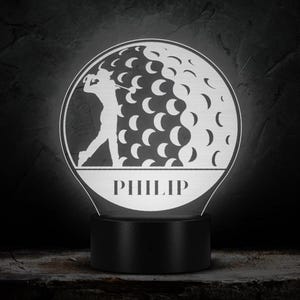 Personalized Golf LED Name Light, Custom Golf Retirement Gift Custom LED Nightlight Gift For Golfers Customized Desk Light Golf Ball Decor