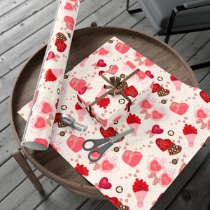 Gold Hearts And Roses Valentines Day Wrapping Paper, Gift Wrapping Paper Rolls Holiday Gift Wrap Rose Wrapping Paper Heart Wrapping Paper