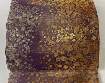 Fukuro Obi Good Condition Excellent Foil Scattered Foil Purple Rokutsu Pure Silk