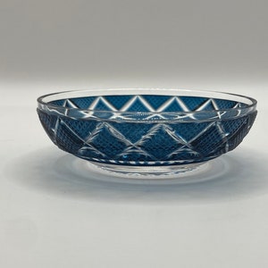 Blue-Green Edo Kiriko Faceted Cut Glass Coaster for Small Vase, Tumbler  From Japan / Home Decor / Handmade / Decor / Tumbler / Vintage