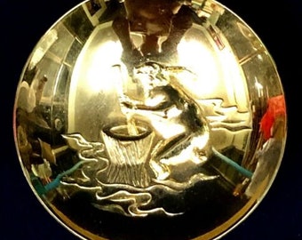 Japanese Sake Cup Sakazuki Vtg Zodiac Rabbit Cony Gold Plated 24KGP Liquor Lucky