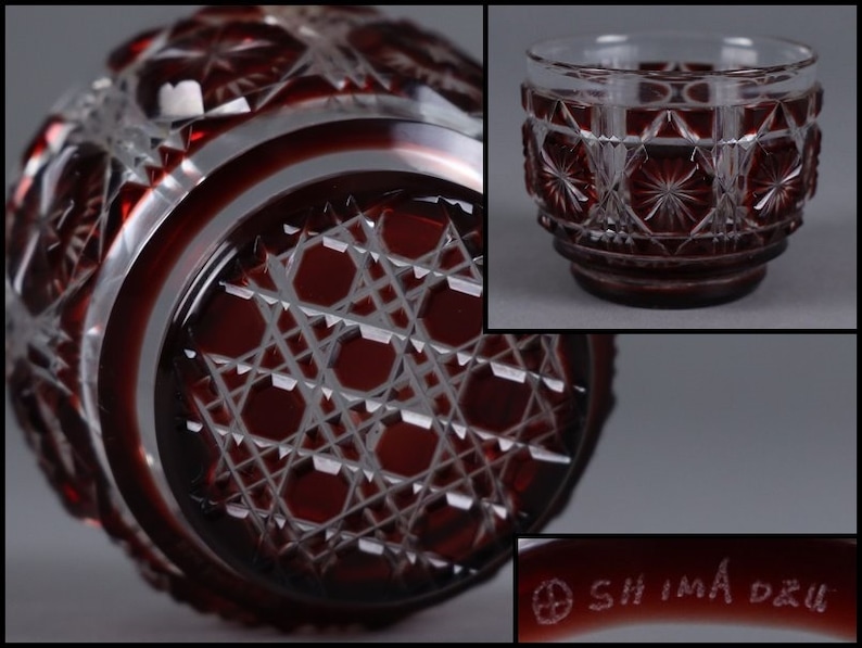 Rare Stunning Ruby Kiriko Supervised by Shoko Shuseikan Satsuma Glass