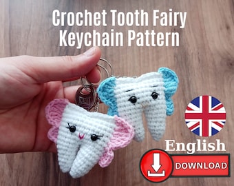Amigurumi Zahn Schlüsselanhänger Häkelanleitung: Kawaii Bestie Design (PDF-Muster)