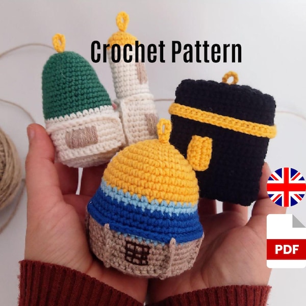 Kaaba and Masjid Al Aqsa Crochet Pattern, Amigurumi Pattern Islamic Gift, Baby Crib Mobile, Customize Gift, Kids Islamic Toys, Special Gift