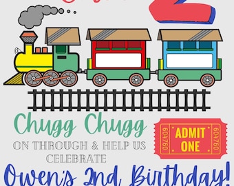 Digital Birthday Party Invitation Choo Choo I’m 2!