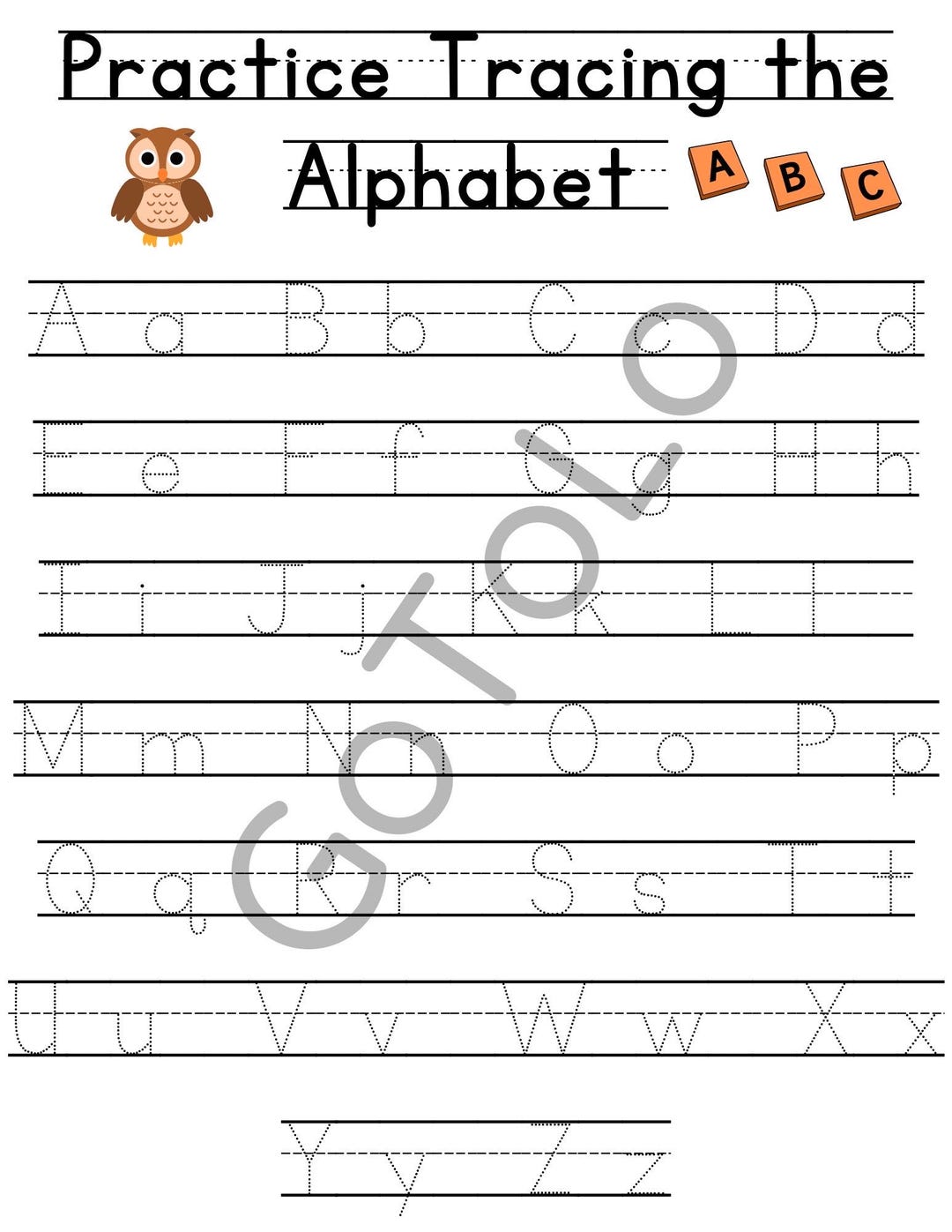 ABC Trace Practice Worksheet - Etsy