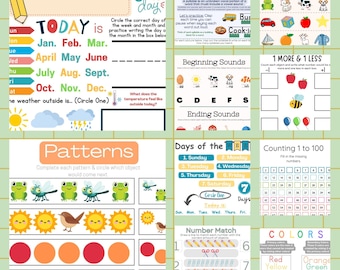 TEN Page Kindergarten Starter Worksheet Pack- Digital
