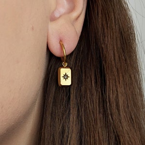 POLARIS 18k Gold X Cubic Zirconia Charm Earrings image 1