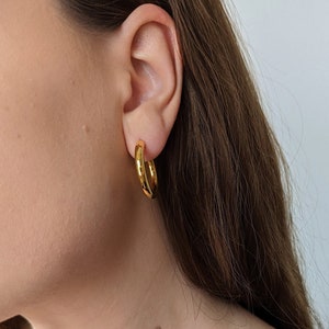 BELLA - 18k Gold X Titanium Chunky Hoop Earrings