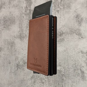 Pop Up Wallet - PU Vegan Leather - Brown & Black
