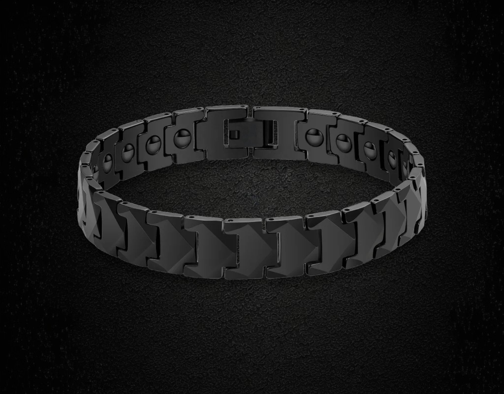 Men's Two-Tone Tungsten and Ceramic Link Bracelet - 8.25