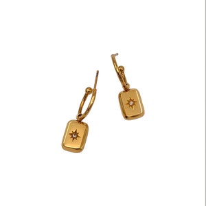 POLARIS 18k Gold X Cubic Zirconia Charm Earrings image 2