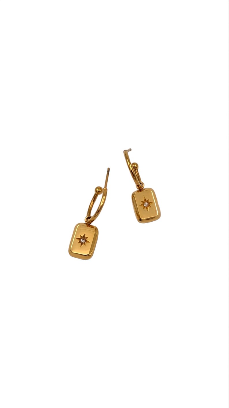 POLARIS 18k Gold X Cubic Zirconia Charm Earrings image 2