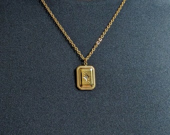 POLARIS - 18k PVD Gold Coated X Cubic Zirconia Charm Necklace