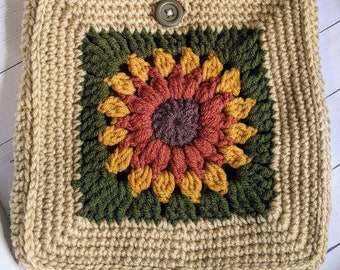 Crochet Sunflower bag/ sunburst bag/ Granny square bag/ gift for her